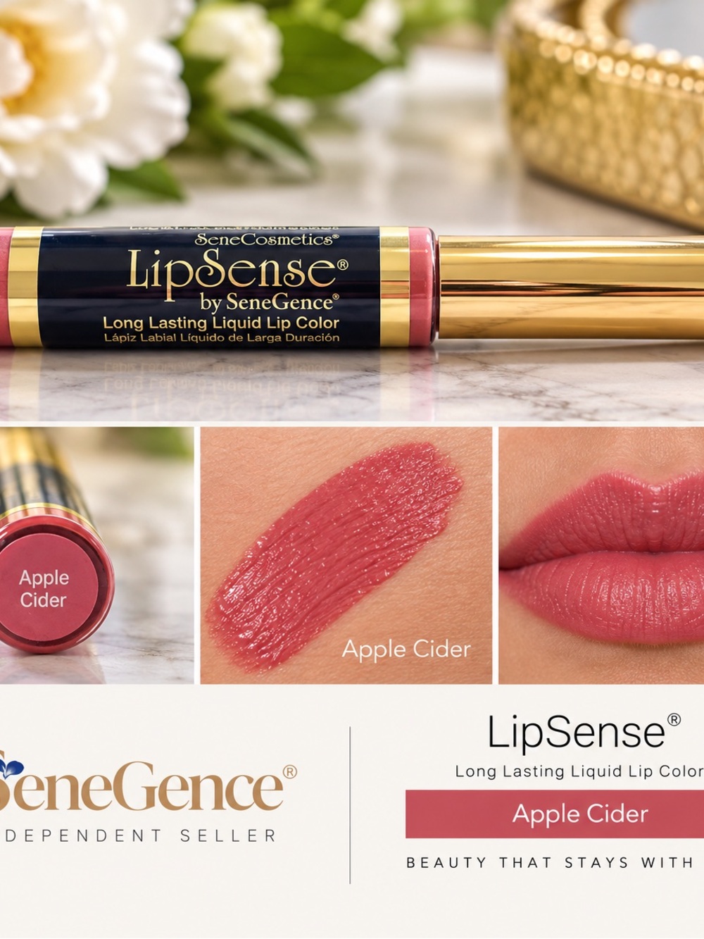 SeneGence LipSense Long-Lasting Liquid Lip Color — Apple Cider (Rosy Pink)